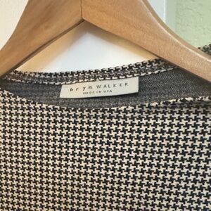 bryn Walker Black and Cream Houndstooth Tunic Top Size L
